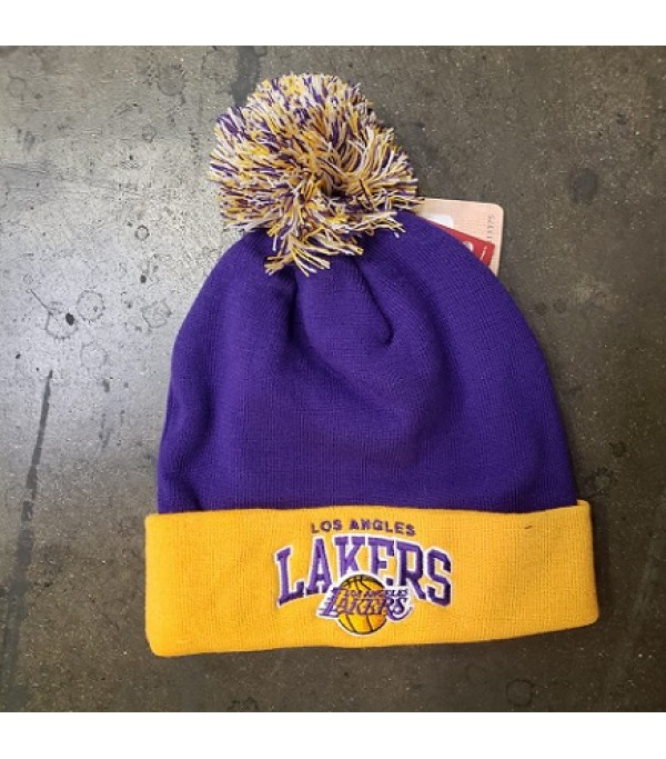 mitchell and ness lakers beanie